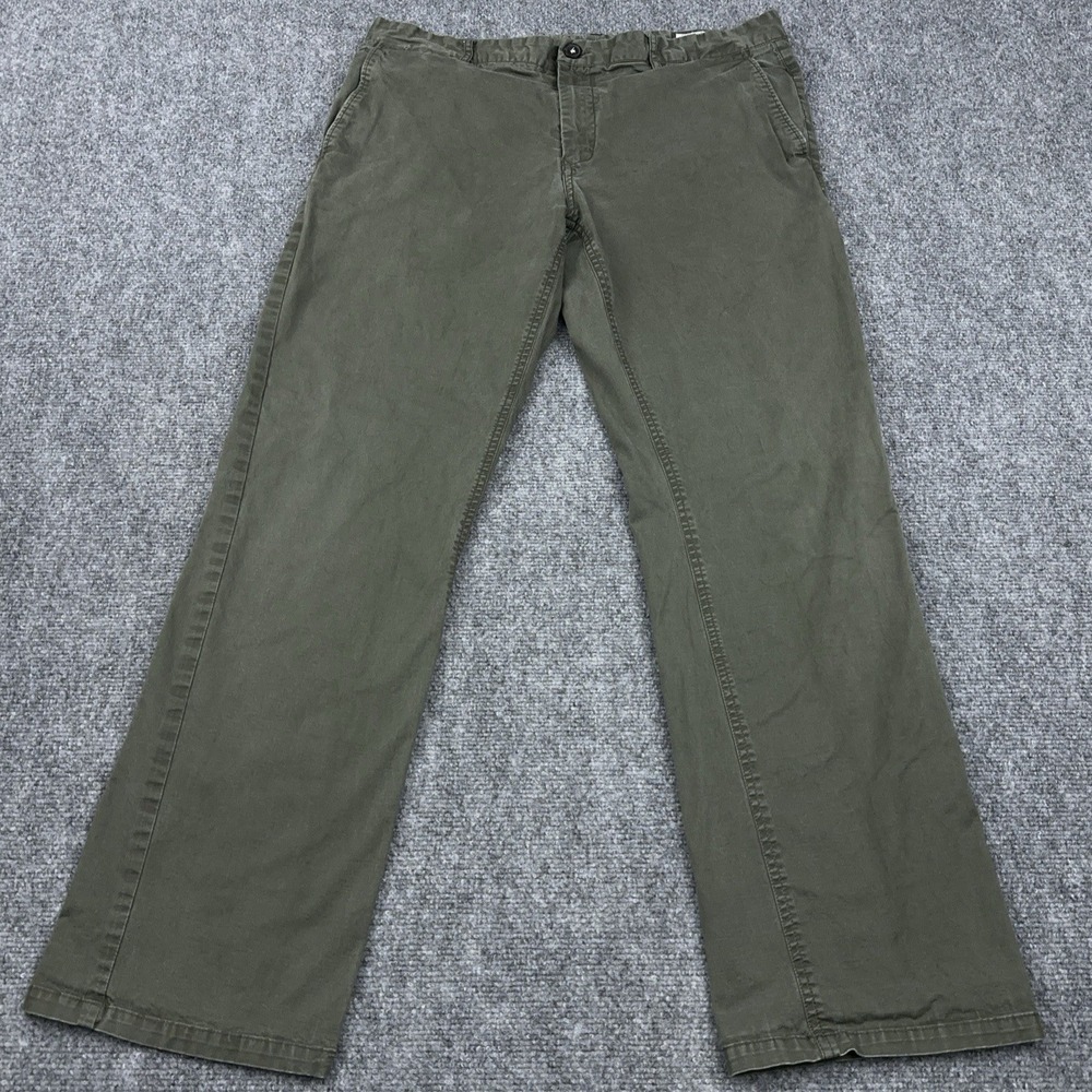 7 Diamonds Chino Pants Men's 34x32 FITS 34x30 Straight Fit Green Stretch Cotton